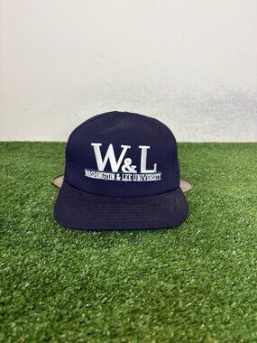 Vintage Washington & Lee hat cap snap back blue white University square